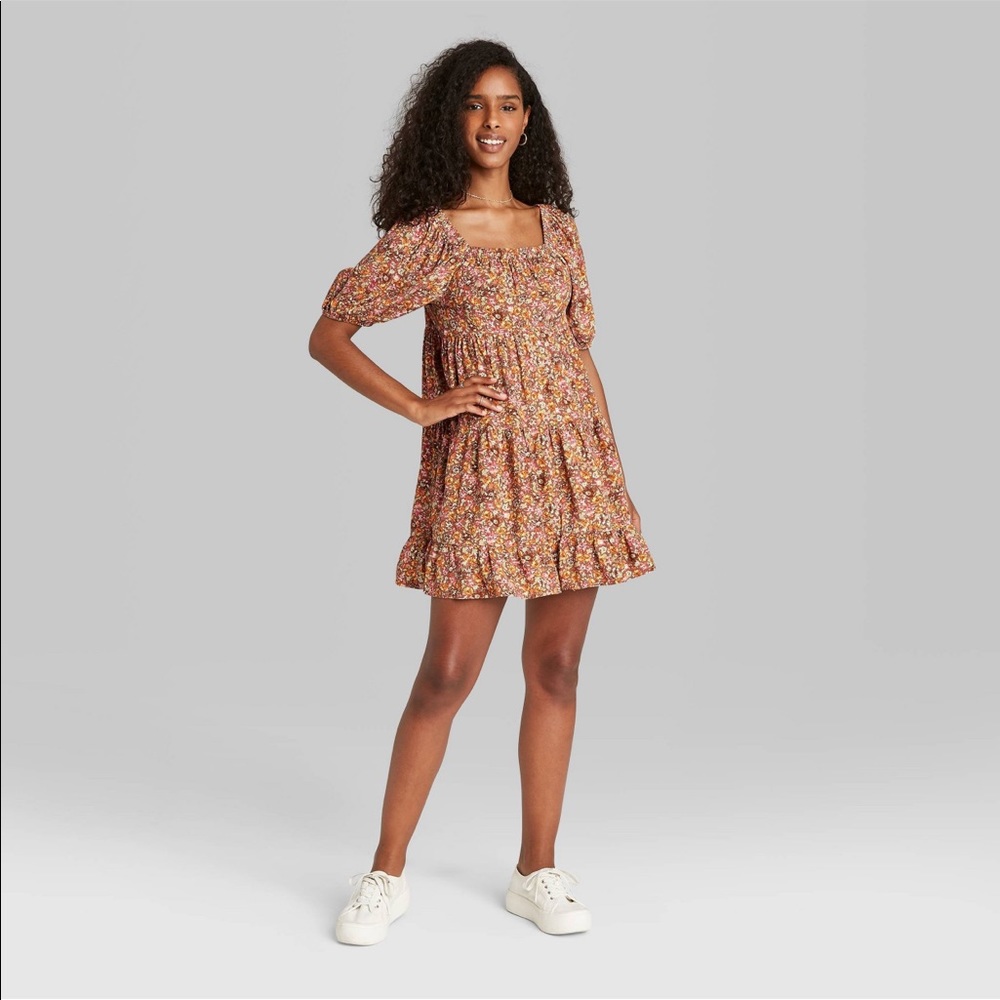 Brown Floral Dress
